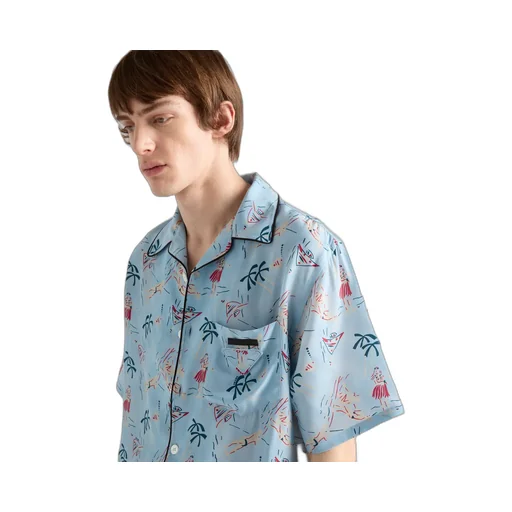 Printed Silk Blend Bowling Shirt