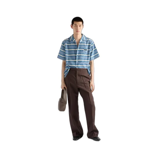 Striped Cotton And Silk Bowling Shirt