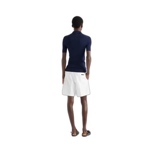 Ribbed Knit Cotton Polo Shirt