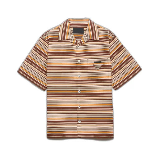 Striped Cotton And Silk Bowling Shirt