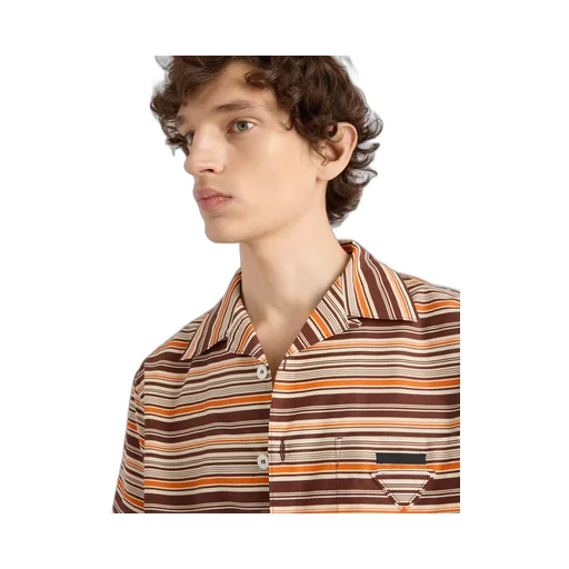 Striped Cotton And Silk Bowling Shirt