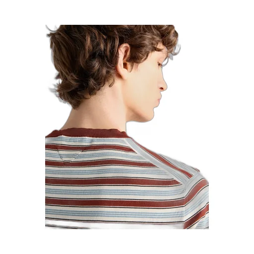 Short-Sleeved Striped Cotton Sweater