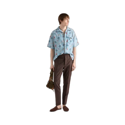 Printed Silk Blend Bowling Shirt