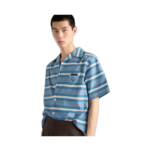 Striped Cotton And Silk Bowling Shirt