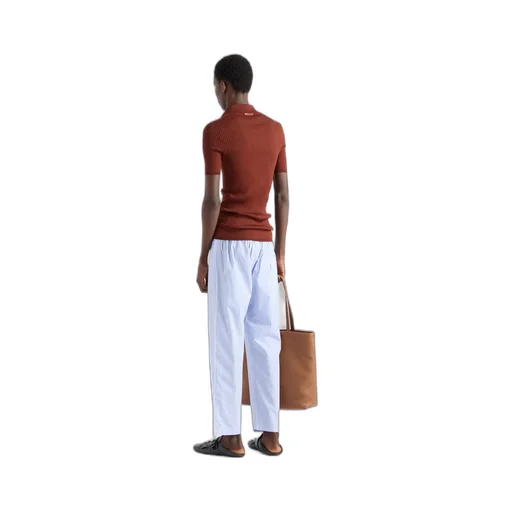 Ribbed Knit Cotton Polo Shirt