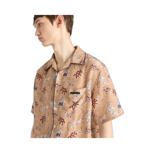 Printed Silk Blend Bowling Shirt
