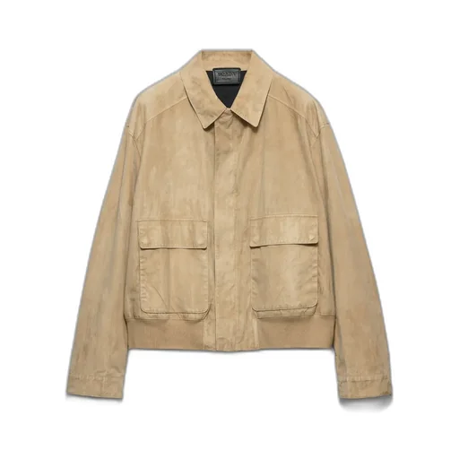 Suede And Cotton Bomber Jacket