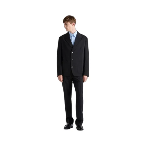 Single-Breasted Wool Blend Jacket