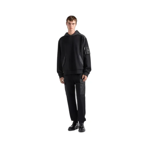 Cotton Fleece Joggers With Re-Nylon Details