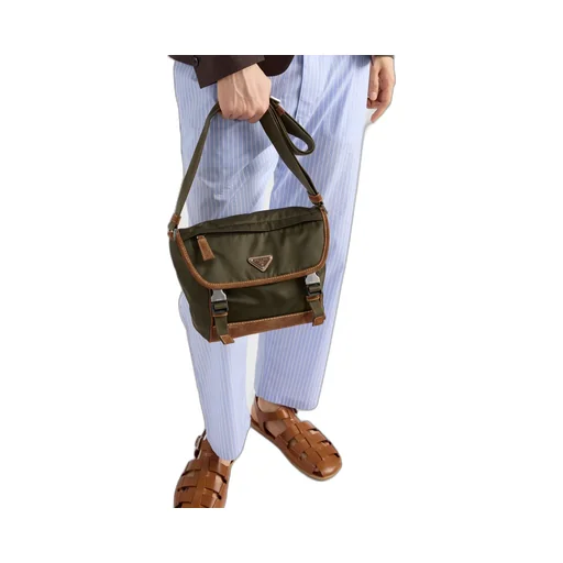 Medium Re-Nylon And Suede Shoulder Bag