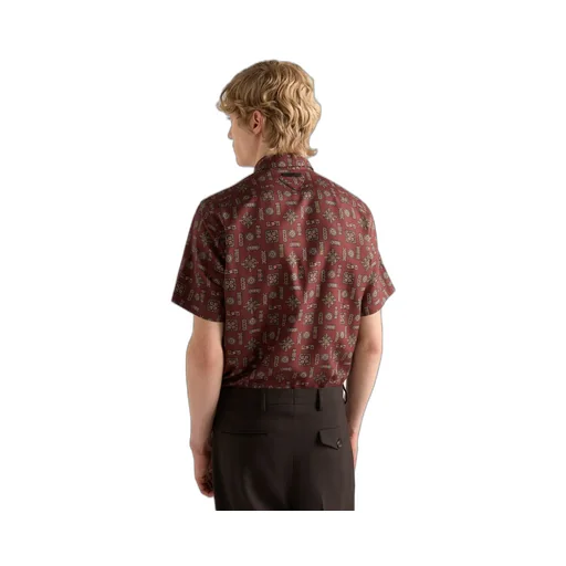 Short-Sleeved Printed Silk Shirt