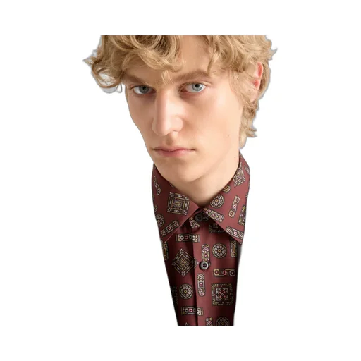 Short-Sleeved Printed Silk Shirt