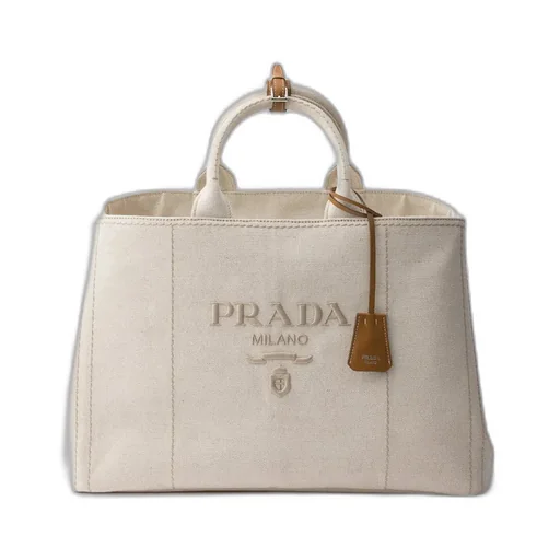 Prada JardiniÈRe Extra Large Linen Blend Tote Bag