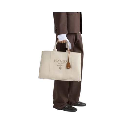Prada JardiniÈRe Extra Large Linen Blend Tote Bag
