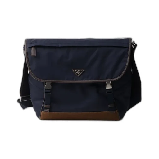 Large Re-Nylon And Leather Shoulder Bag
