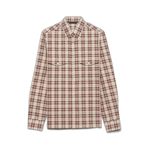 Checked Cotton Button-Down Shirt
