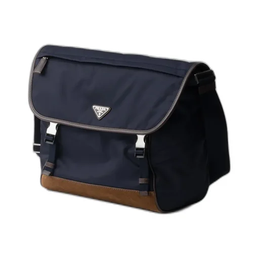 Large Re-Nylon And Leather Shoulder Bag