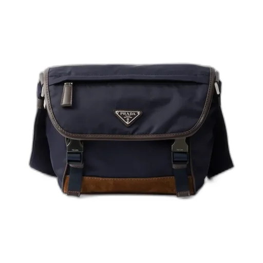 Medium Re-Nylon And Leather Shoulder Bag