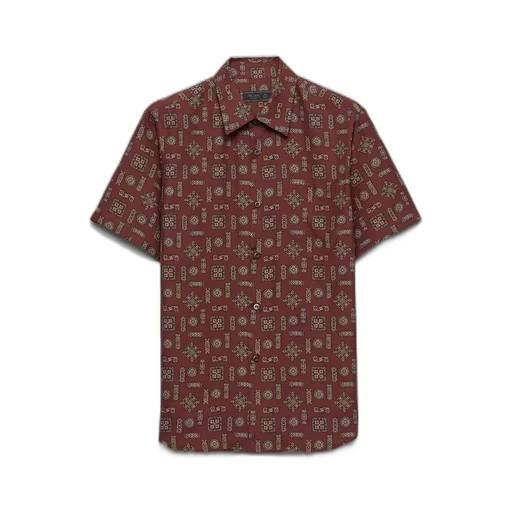Short-Sleeved Printed Silk Shirt