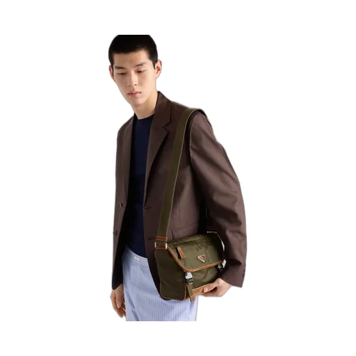 Medium Re-Nylon And Suede Shoulder Bag