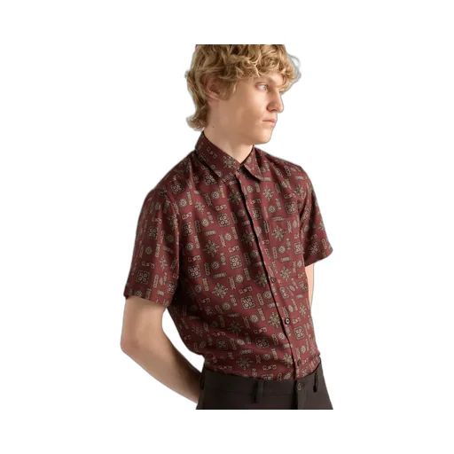 Short-Sleeved Printed Silk Shirt
