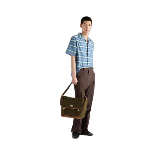 Large Re-Nylon And Suede Shoulder Bag