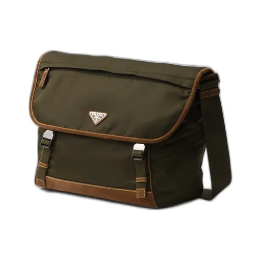 Large Re-Nylon And Suede Shoulder Bag