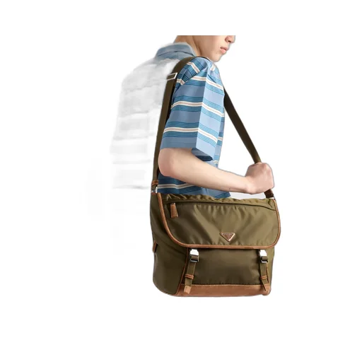 Large Re-Nylon And Suede Shoulder Bag