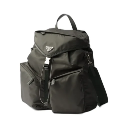 Re-Nylon And Leather Backpack