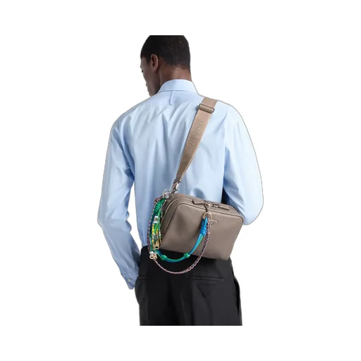Leather Shoulder Bag With Charm