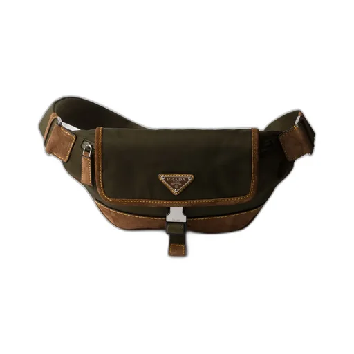 Re-Nylon And Suede Belt Bag