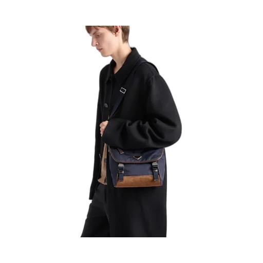 Medium Re-Nylon And Leather Shoulder Bag