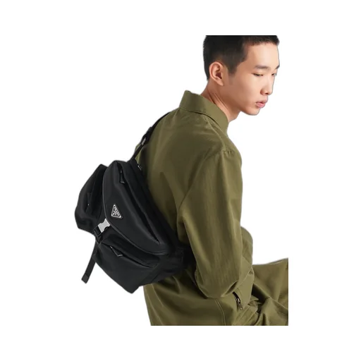 Re-Nylon And Leather Shoulder Bag