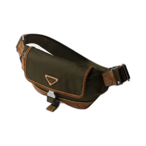 Re-Nylon And Suede Belt Bag