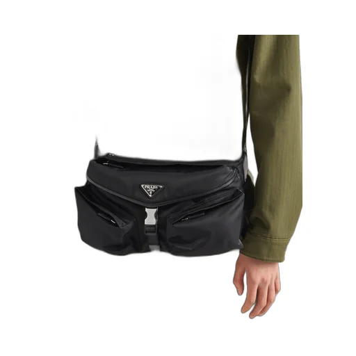 Re-Nylon And Leather Shoulder Bag