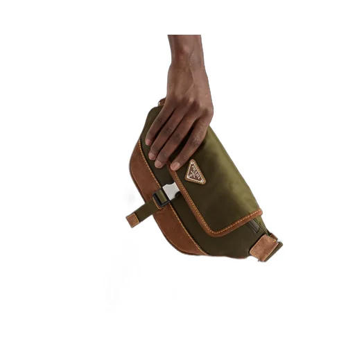 Re-Nylon And Suede Belt Bag