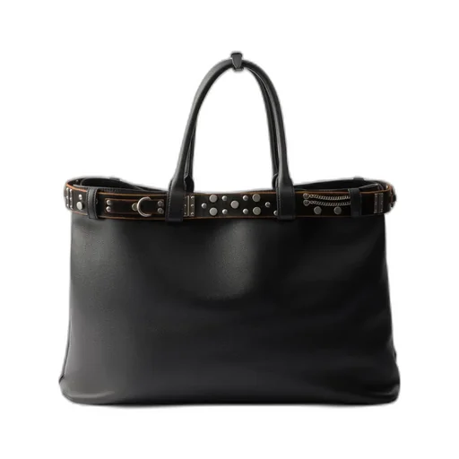 Prada Buckle Leather Bag With Studded Belt