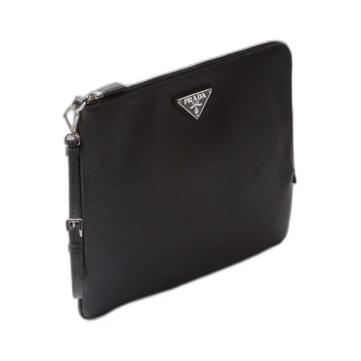 Large Saffiano Leather Pouch