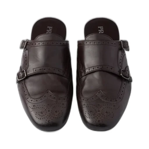Shuffle Antiqued Leather Double Monk Strap Mules