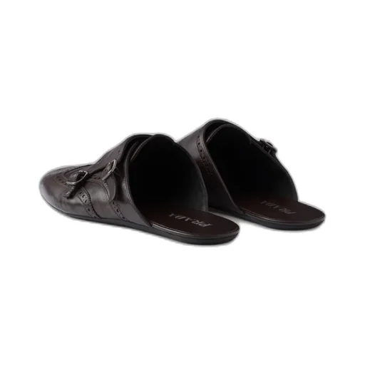 Shuffle Antiqued Leather Double Monk Strap Mules