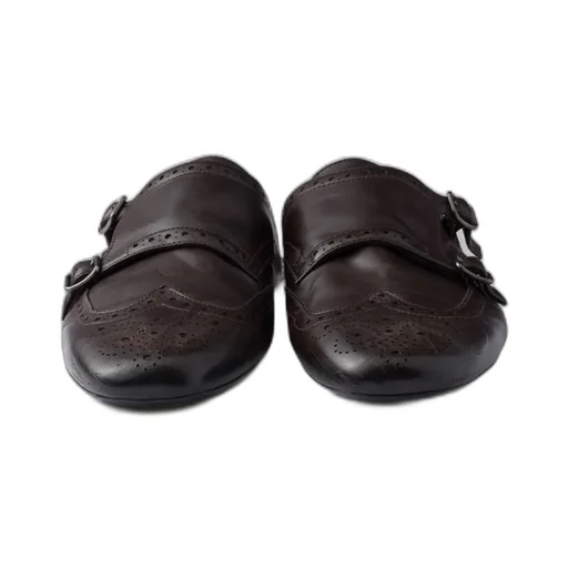 Shuffle Antiqued Leather Double Monk Strap Mules