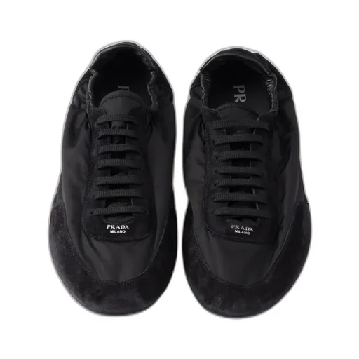 Collapse Re-Nylon And Suede Elasticized Sneakers