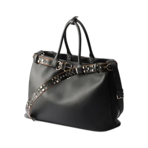 Prada Buckle Leather Bag With Studded Belt