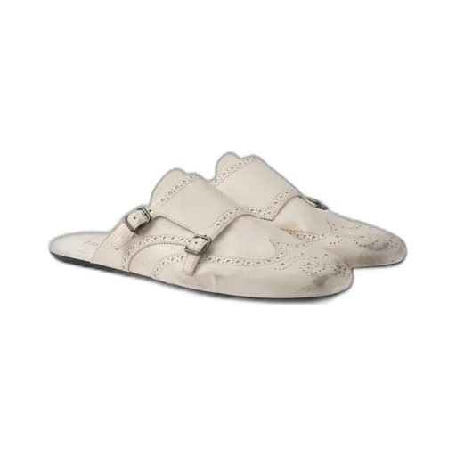 Shuffle Antiqued Leather Double Monk Strap Mules