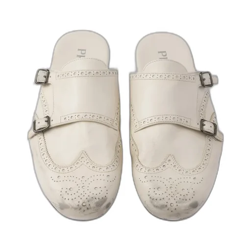 Shuffle Antiqued Leather Double Monk Strap Mules