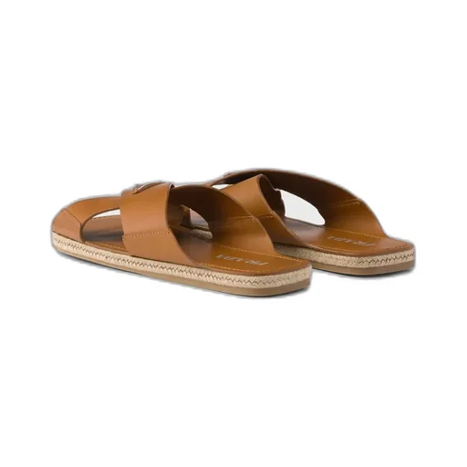 Crisscross Leather Slides