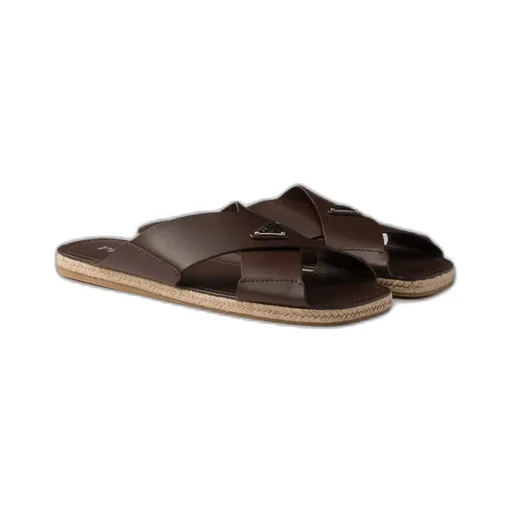 Crisscross Leather Slides