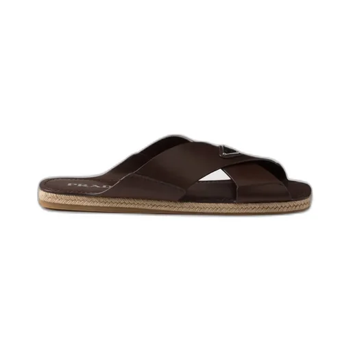 Crisscross Leather Slides