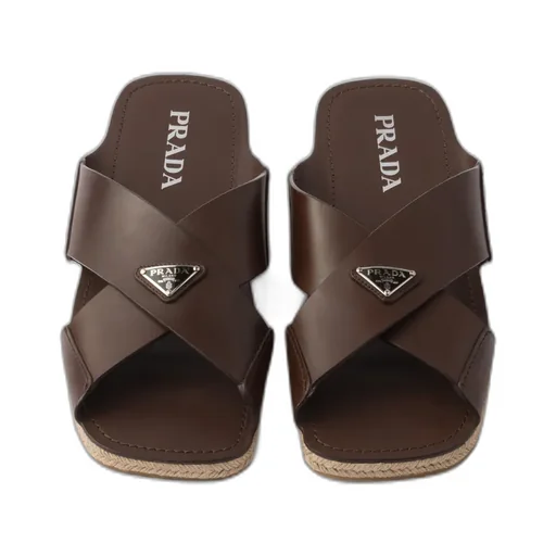 Crisscross Leather Slides
