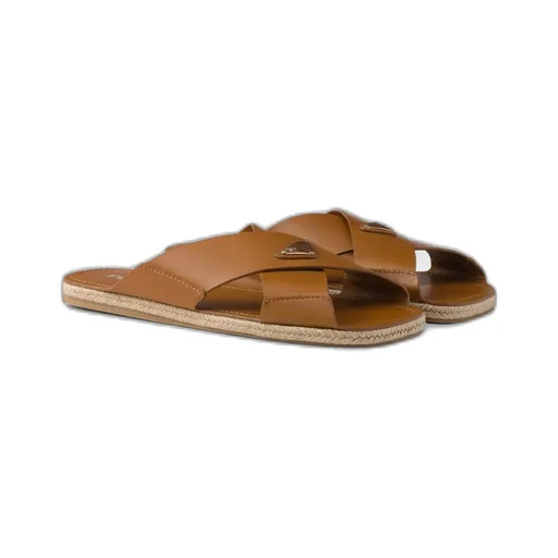 Crisscross Leather Slides